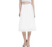 Kefiyis Rock Damen Lang Plisseerock Damen Sommer Rock A Linie Elastische Hohe Taille Faltenrock Elegant Chiffon Midi Röcke Weiß S