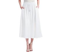 Kefiyis Sommerrock Damen Maxirock Hohe Taille A-Linie Lang Rock mit Taschen Kordelzug Strandrock Faltenrock Sommer Langer Röcke für Strand Freizeit Alltag