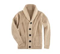 KEHAIOO Herren-Strickjacke, extra grobe Wolle, dick, warm, lässig, mit Knopfleiste, Armeegrün, khaki, Medium