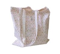 Kehpish Canvas-Tragetasche mit Blumenmuster, doppelseitig bedruckt, Stofftasche, Baumwolle, Schultertaschen für Strand, Reisen, Einkaufen, Lebensmittel, Einkaufstasche, Blumenmuster, A, Grocery Cloth