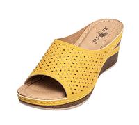 Keil-Hausschuhe für Damen, offene Zehenpartie, orthopädische Sandalen mit Fußgewölbeunterstützung, breite Passform, Keilabsatz, Pantoletten, Sommer, lässig, orthopädisch, Slipper, Ledersandalen