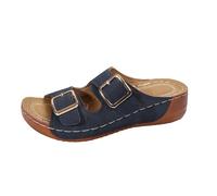 Keil Pantoletten Damen Sommer Plateau Sandalen Mit Absatz Frauen Sandaletten mit Riemchen Schnalle Sandals Orthopädische Schlappen Peep Toe Sandalette Plattform Freizeitsandalen Slipper Strandschuhe