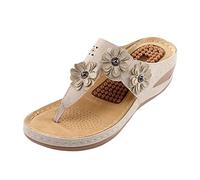 Keilabsatz Pantoletten Damen Peeptoe Weichen Sohlen Sommerschuhe Bohemian Pantoletten Damen Peeptoe Plateau Slides Damen Damen Blumen Riemchen Lässig