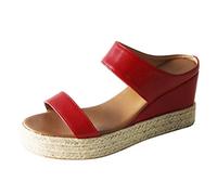Keilabsatz Pantoletten Damen Peeptoe Weichen Sohlen Sommerschuhe Bohemian Pantoletten Damen Peeptoe Plateau Slides Damen Damen Blumen Riemchen Lässig