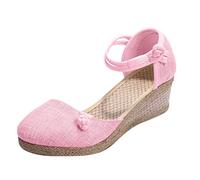 Keilabsatz Pantoletten Damen Peeptoe Weichen Sohlen Sommerschuhe Bohemian Pantoletten Damen Peeptoe Plateau Slides Damen Damen Blumen Riemchen Lässig