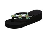 Keilabsatz Pantoletten Damen Peeptoe Weichen Sohlen Sommerschuhe Bohemian Pantoletten Damen Peeptoe Plateau Slides Damen Damen Blumen Riemchen Lässig