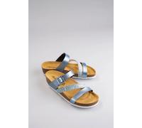 Keilpantolette ANISTON SHOES, Damen, Gr. 40, blau (hellblau metallic), Lederimitat, Glitzer, metallic, Schuhe, Sommerschuh, Strandschuh, Hausschuh, Glitter (53001654-40) hellblau metallic