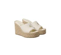 Keilpantolette CALVIN KLEIN "WEDGE ESPAD 70 CANVAS MG", Damen, Gr. 41, tofu, Textil, unifarben, Schuhe, Sommerschuh, Urlaubsschuh mit Plateau und Jutebesatz (54183808-41) tofu