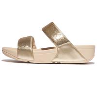 Keilpantolette FITFLOP "LULU", Damen, Gr. 38, grau (platinfarben), Synthetik, metallic, Schuhe, Keilsandale, Sommerschuh in schmaler Form (50367423-38) platinfarben