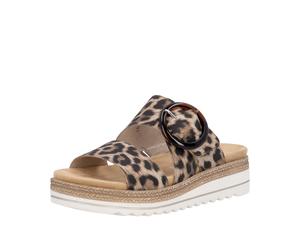 Keilpantolette REMONTE, Damen, Gr. 44, leo, Lederimitat, Schuhe, Schlupfschuh, Sommerschuh mit praktischem Klettverschluss (55489440-44) leo