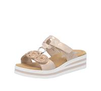 Keilpantolette RIEKER, Damen, Gr. 36, roségoldfarben, Lederimitat, metallic, Schuhe, Sommerschuh, Urlaubsschuh mit Glitzersteine, Metallic-Optik (75028902-36) roségoldfarben