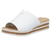 Keilpantolette RIEKER, Damen, Gr. 39, weiß, Lederimitat, unifarben, Schuhe Keilpantolette, Sommerschuh, Hausschuh, Keilabsatz, zum Schlupfen, Topseller (30130265-39)
