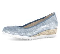 Keilpumps GABOR "GENUA", Damen, Gr. 41, blau (hellblau), Veloursleder, metallic, Schuhe Keilpumps, Businesschuh, Komfortschuh, Schlupfschuh in Bequemweite G (= weit) (13698310-41)