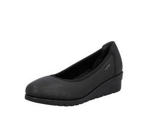 Keilpumps RIEKER, Damen, Gr. 40, schwarz, Glattleder, unifarben, Schuhe, Ballerina, Schlupfschuh, Slipper mit leichter Struktur im Obermaterial (77049027-40) schwarz