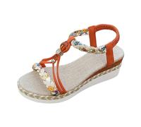 Keilsandalen Damen Closed Toe Lässig Plateau-Keilsandalen Sandalen Mit Absatz Sandaletten Schöne Wedge Geschlossene Urlaub Slingback Knöchelriemen Weiche Strandsandalen T-Riemen Orthopädische