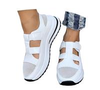 keilsandalen damen sommer weiß, Sandalen Vorne Geschlossen Damen Orthopädische Plateau Trekkingsandalen mit Keilabsatz Waschbare Sommerschuhe Keilsandalen Breite Füße Bequeme Wandersandale, Weiß, 39