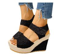Keilsandalen Damen Wedges Plateau Meladen Fischmaul Wedges Elegant Sandale Peeptoes Weite H Damenschuhe Keilabsatz Sommer Frauen Absatz Sommerschuhe Sandaletten Keilabsatz Schuhe Abendschuhe