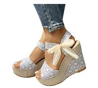 Keilsandalen Damen Wedges Plateau Meladen Fischmaul Wedges Elegant Sandale Peeptoes Weite H Damenschuhe Keilabsatz Sommer Frauen Absatz Sommerschuhe Sandaletten Keilabsatz Schuhe Abendschuhe