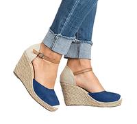 Keilsandalen Espadrilles Strandsandalen Damen Outdoor Wedge Fußkorrektur Elegant Sandale Bequem Leicht Pantoletten Geschlossen Plateau Orthopädische Sandalen mit Schnalle