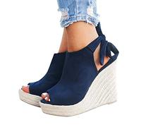 Keilsandalen Espadrilles Strandsandalen mit Fischmaul Damen Sommerschuhe Vintage Sexy Leicht Sandalen Strandschuhe Slide Sandalen Sommer Bohemian Plattform Keilsandalen Outdoor