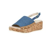 Keilsandalette ARA "Ara Sandalen Leder/Textil", Damen, Gr. 40, blau (blau, braun), Leder, Textil, Schuhe (21765930-40) blau, braun