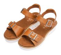 Keilsandalette ARA "BILBAO", Damen, Gr. 40, cognac, Glattleder, unifarben, Schuhe, Keilabsatz, Plaeau, Riemchensandale mit Nieten, Weite G (= weit) (74652246-40) cognac
