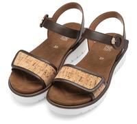 Keilsandalette ARA "BILBAO", Damen, Gr. 41, mokka, natur, Glattleder, Lederimitat, kontrastfarbene Details, Schuhe, Plateau, Riemchensandale mit Klettverschlüsse, G-Weite (26079306-41) mokka, natur