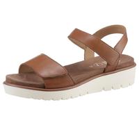 Keilsandalette ARA "BILBAO", Damen, Gr. 42, braun (cognac), Glattleder, unifarben, Schuhe, Sommerschuh, Sandale, Keilabsatz, Klett, Weite G (weit) (93215039-42) cognac
