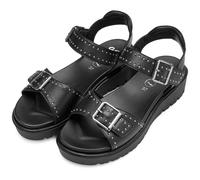 Keilsandalette ARA "BILBAO", Damen, Gr. 42, schwarz, Glattleder, unifarben, Schuhe, Keilabsatz, Plaeau, Riemchensandale mit Nieten, Weite G (= weit) (23470160-42) schwarz