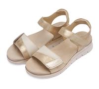 Keilsandalette ARA "CAMBRIDGE", Damen, Gr. 43, sand, Glattleder, metallic, Basic, Schuhe, Keilabsatz, Riemchensandale mit Klettverschlüsse, G-Weite (21596940-43) sand