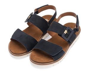 Keilsandalette ARA "KENT", Damen, Gr. 37, nachtblau, Ziegenveloursleder, unifarben, Schuhe, Riemchensandale mit Zierschnalle, in Komfortweite G (= weit) (73418001-37) nachtblau