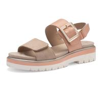 Keilsandalette ARA "MALAGA", Damen, Gr. 40, beige (aprikot, hellbeige), Glattleder, Veloursleder, Schuhe, Keilabsatz, Plateau, Riemchensandalette in bequemer Weite G (= weit) (17541717-40) aprikot, he