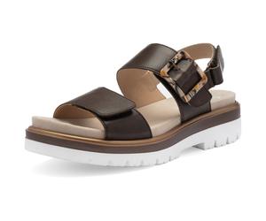 Keilsandalette ARA "MALAGA", Damen, Gr. 41, mokka, Glattleder, unifarben, Schuhe, Keilabsatz, Plateau, Riemchensandalette in bequemer Weite G (= weit) (65548063-41) mokka