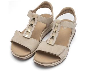 Keilsandalette ARA "OSAKA-S", Damen, Gr. 36, beige (hellbeige), Veloursleder, unifarben, Basic, Schuhe, Keilabsatz, Riemchensandale mit High Soft-Funktion, H-Weite (70961355-36) hellbeige