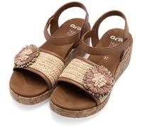 Keilsandalette ARA "Ara Sandalen Glattleder", Damen, Gr. 41, braun, Glattleder, Schuhe (11689540-41) braun