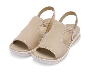 Keilsandalette ARA "TAMPA", Damen, Gr. 40, beige (sand), Glattleder, Veloursleder, metallic, Basic, Schuhe, Keilsandalette, Bequemschuh in Schuhweite G (= weit) (50495361-40) sand