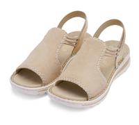Keilsandalette ARA "TAMPA", Damen, Gr. 40, sand, Glattleder, Veloursleder, metallic, Basic, Schuhe, Keilsandalette, Bequemschuh in Schuhweite G (= weit) (50495361-40) sand