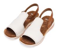 Keilsandalette ARA "TAMPA", Damen, Gr. 40, weiß, cognac, Glattleder, Basic, Schuhe, Keilsandalette, Bequemschuh in Schuhweite G (= weit) (92796550-40) weiß, cognac