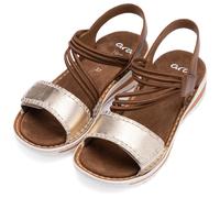 Keilsandalette ARA "TAMPA", Damen, Gr. 41, cognac, goldfarben, Glattleder, metallic, Schuhe, Riemchensandale, Sommerschuh in bequemer Weite G (= weit) (96148843-41) cognac, goldfarben