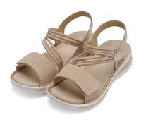 Keilsandalette ARA "TAMPA", Damen, Gr. 41, sand, goldfarben, Glattleder, Veloursleder, metallic, Schuhe, Riemchensandale, Sommerschuh in bequemer Weite G (= weit) (27216633-41) sand, goldfarben