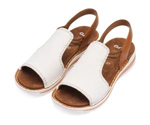 Keilsandalette ARA "TAMPA", Damen, Gr. 42, weiß, cognac, Glattleder, Basic, Schuhe, Keilsandalette, Bequemschuh in Schuhweite G (= weit) (92796550-42) weiß, cognac