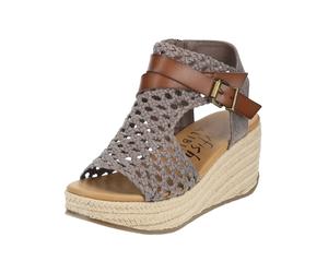 Keilsandalette BLOWFISH "Blowfish Sandalen Lederimitat/Textil", Damen, Gr. 40, braun (braun, grau), Lederimitat, Textil, Schuhe (79298260-40) braun, grau