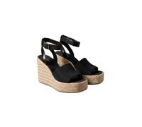 Keilsandalette CALVIN KLEIN "WEDGE ESPAD 70 NEOPR MG", Damen, Gr. 40, schwarz, Textil, unifarben, Basic, Schuhe, Sommerschuh, Plateausandale, Keilabsatz, mit Bastbesatz (92512754-40) schwarz