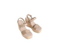 Keilsandalette CALVIN KLEIN "WEDGE ESPAD 70 WEBBING LTH", Damen, Gr. 38, beige, Nappaleder, Textil, Flechtoptik, unifarben, festlich, Schuhe, Sommerschuh, Plateausandale, Keilabsatz, mit Bastbesatz (9
