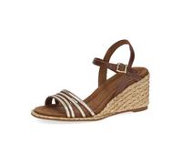 Keilsandalette CAPRICE "Caprice Sandalen Leder/Synthetik", Damen, Gr. 40, braun (cognac), Leder, Synthetik, Schuhe (62957930-40) cognac