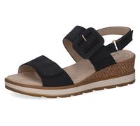 CAPRICE Damen Sandalen mit Absatz aus Leder mit Fußbett, Blau (Ocean Nubuc), 37 EU