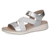 Keilsandalette CAPRICE, Damen, Gr. 37, silber (silberfarben), Leder, Textil, Schuhe, Riemchensandale, Sommerschuh, Bequemschuh mit Strasssteinchen (68871636-37) silberfarben