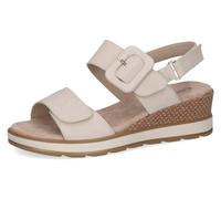 CAPRICE Damen Sandalen mit Absatz aus Leder mit Fußbett, Beige (Snow Nubuc), 41 EU