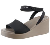 Keilsandalette CROCS "Brooklyn Ankle Strap Wedge", Damen, Gr. 37, braun (schwarz, braun), Croslite™, Schuhe, Plateausandale, Sandale in Bequemweite G (= weit) (95979141-37) schwarz, braun