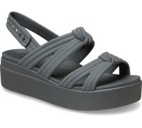 Keilsandalette CROCS "Brooklyn Knot Low Wedge", Damen, Gr. 37, carbon, Croslite™, Schuhe, Sommerschuh, Plateausandalette, Urlaubsschuh mit weichem Fußbett (33778718-37) carbon